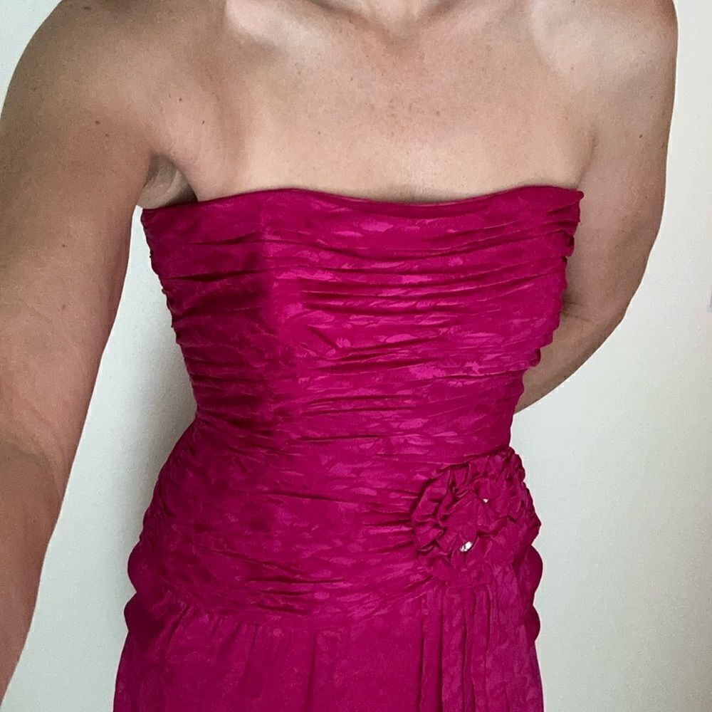 EUC vintage hot Barbie pink Lillie Rubin 100% silk cocktail dress 6 - Picture 2 of 9